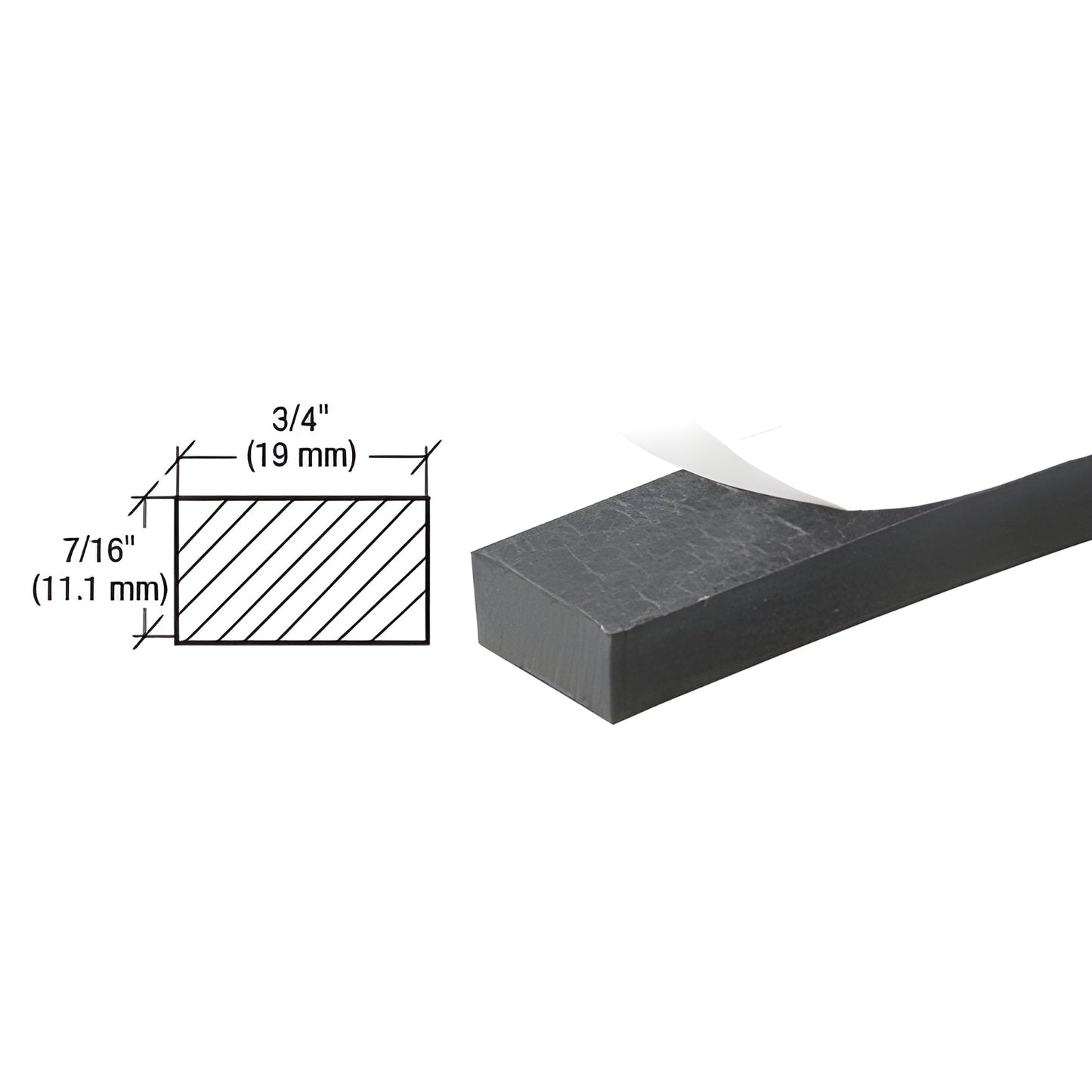 Black neoprene closed-cell door seal weatherstrip, 3/4" x 7/16", peel-and-stick adhesive, SKU AV4860.