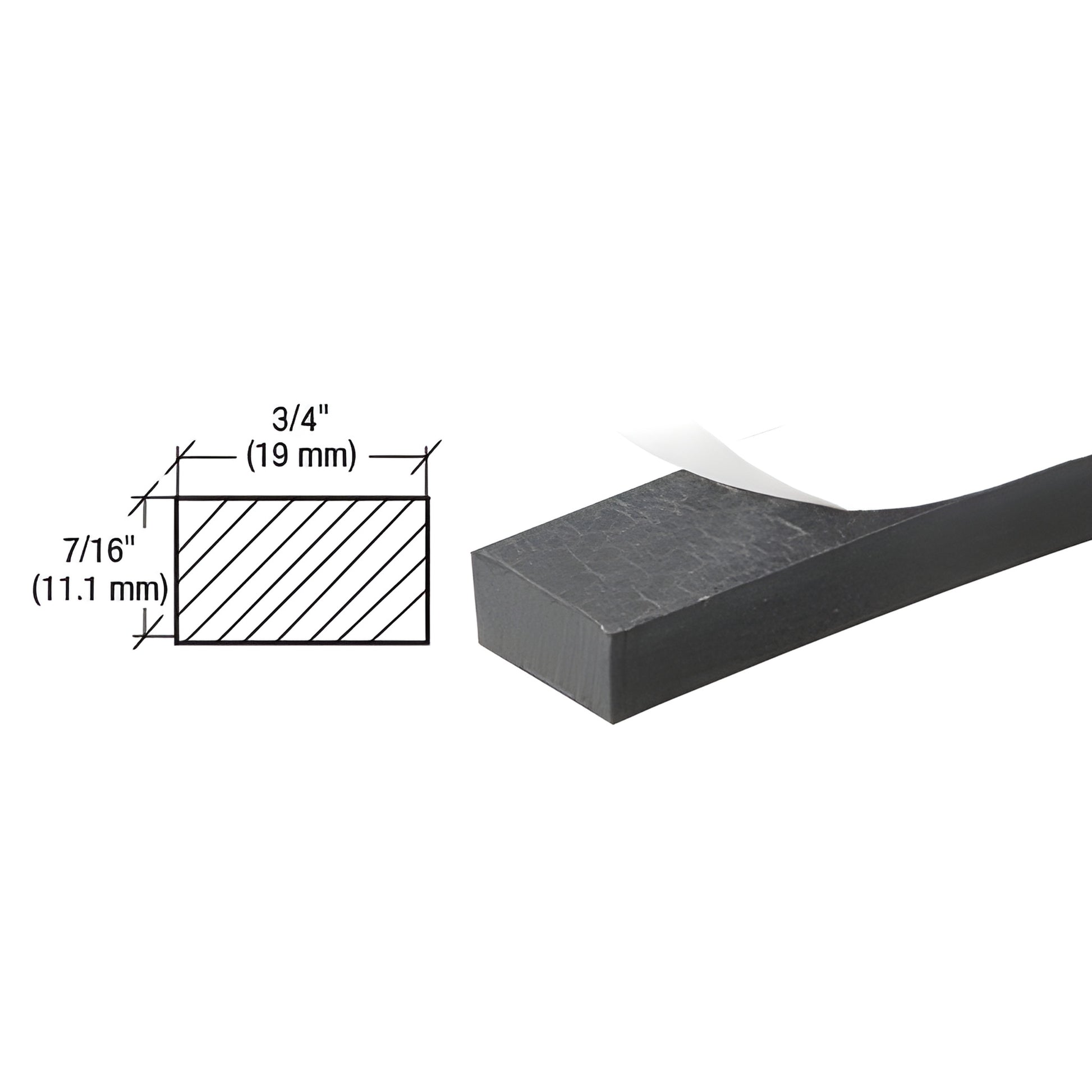 Black neoprene closed-cell door seal weatherstrip, 3/4" x 7/16", peel-and-stick adhesive, SKU AV4860.