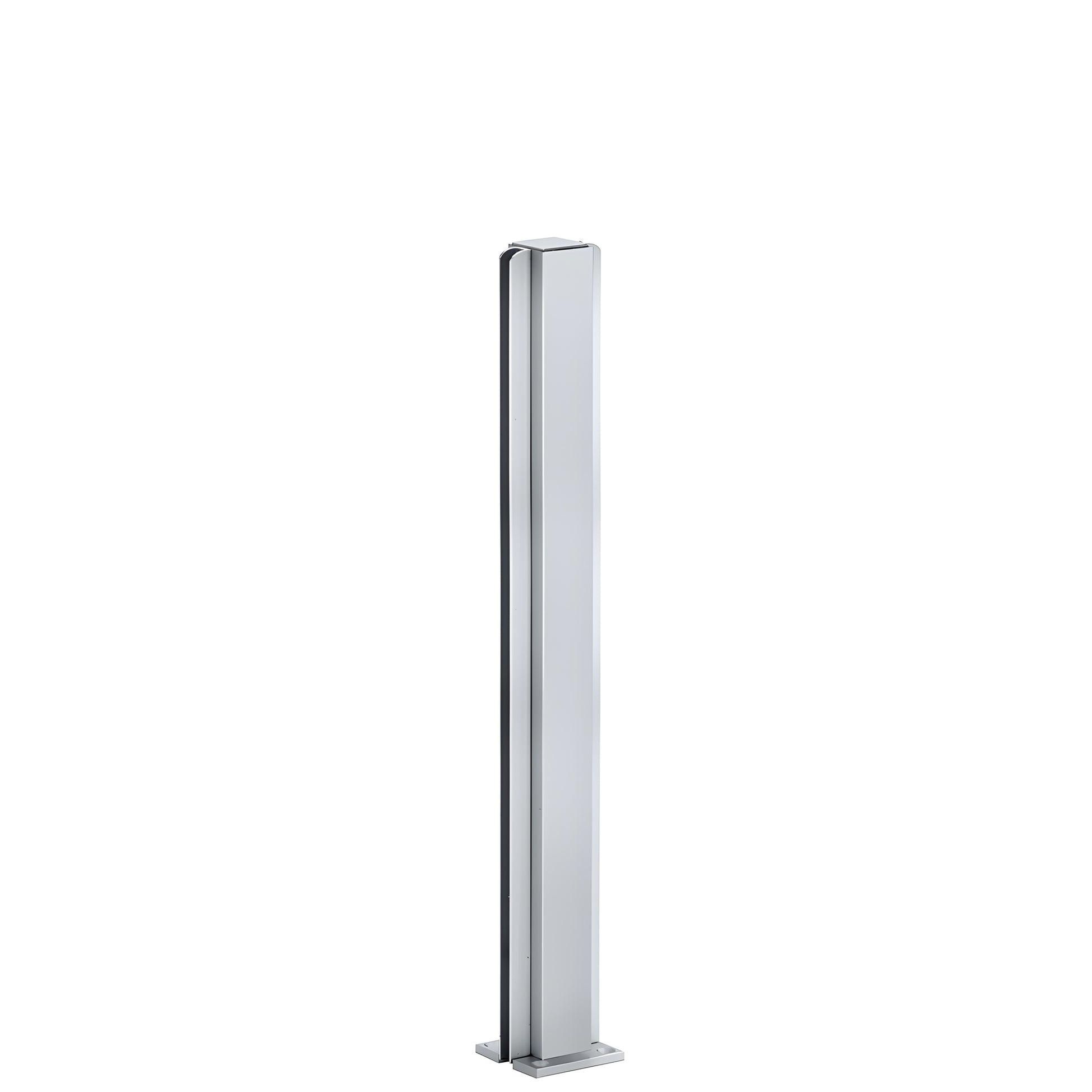 Satin anodized aluminum 18in square center post with U-channel for 1/4" glass - SKU D990A18C