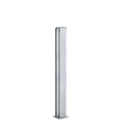 Satin anodized aluminum 18in square center post with U-channel for 1/4" glass - SKU D990A18C