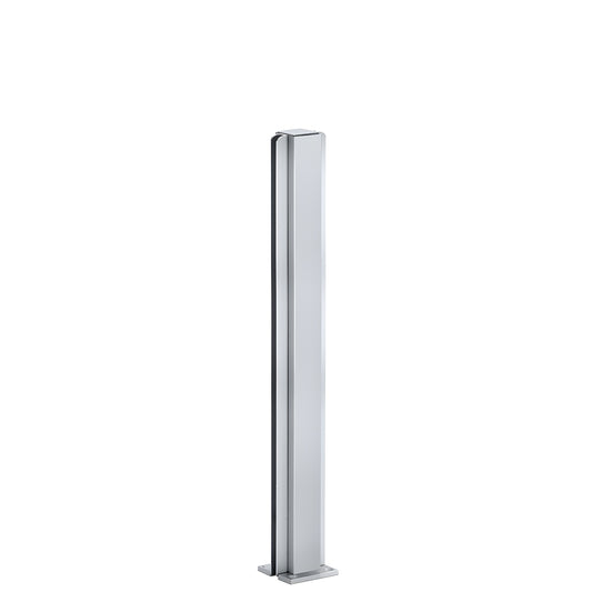 Satin anodized aluminum 18in square center post with U-channel for 1/4" glass - SKU D990A18C