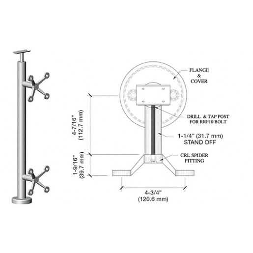 CRL Brushed Stainless 42" P6 Series Spider 180 Degree Railing Kit - Sleek Design