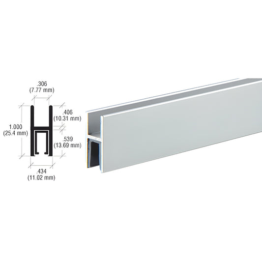 Satin-anodized aluminum H-bar (SKU D1611A), 12 ft, 1 in high top-hung sliding window track.