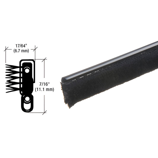 Black rubber-edged unbeaded weatherstrip with pile lining, 7/16" x 17/64" (SKU M12396) for 1953-1964 Chrysler