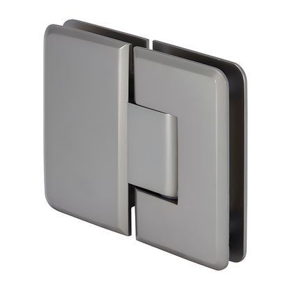Satin nickel Cologne 180 glass-to-glass beveled shower hinge, solid brass. SKU C0L180SN