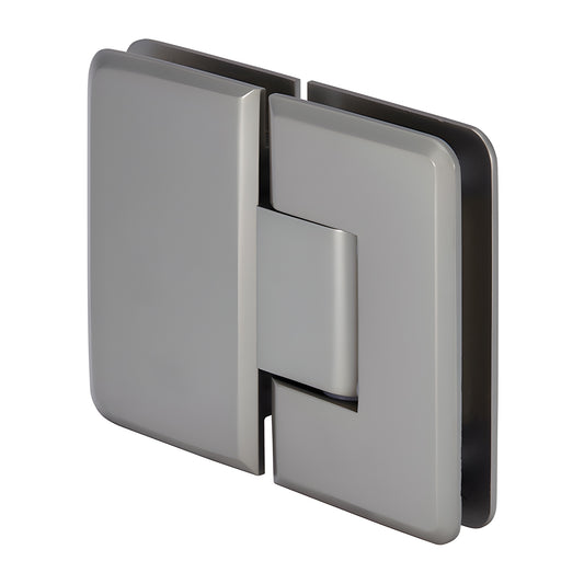 Satin nickel Cologne 180 glass-to-glass beveled shower hinge, solid brass. SKU C0L180SN