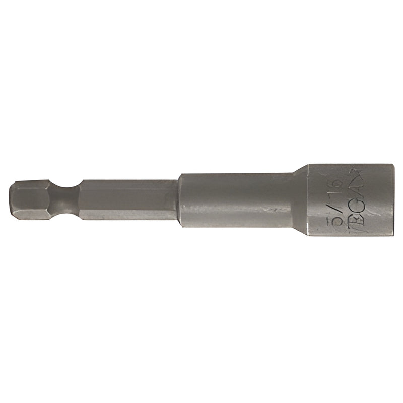 Silver magnetic nut setter socket (MDB10L), 2-9/16 in, hex shank fits standard screwguns