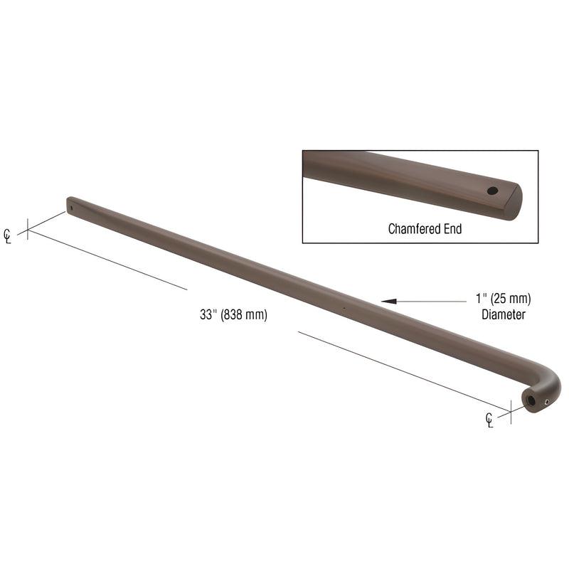 Bronze aluminum 1 in diameter Astral II push bar, 33 in C-to-C, chamfered end for double-acting doors (SKU PR0332236)