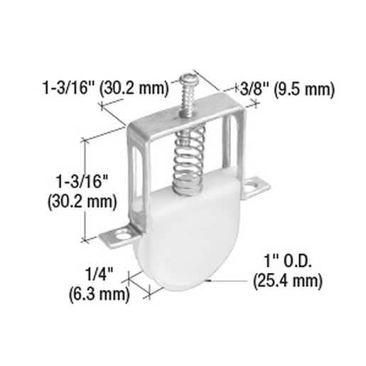 CRL 1\" Nylon Sliding Screen Door Bottom Roller for Columbia Doors - Durable & Smooth