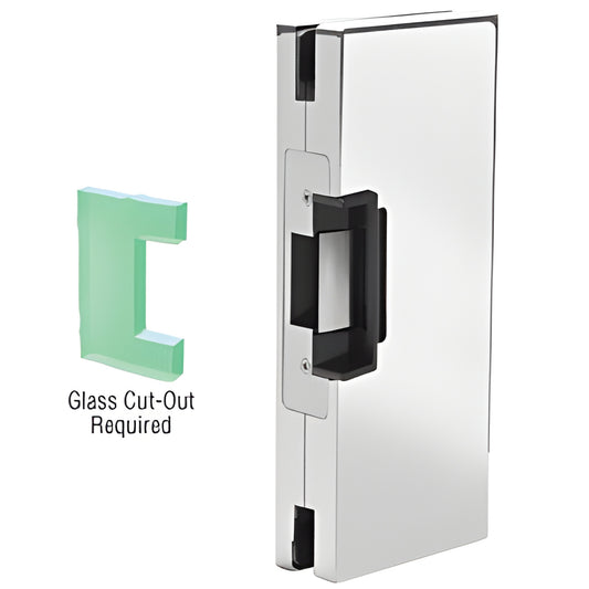 Polished stainless steel 4x10 glass keeper for 1/2" (12 mm) tempered glass, center lock, SKU DLER410PS.