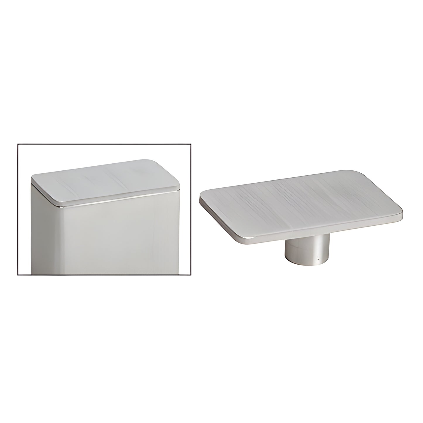 P9CAPBS brushed stainless steel rectangular post top cap (316 SS) for P6/P7 posts, threads into existing hole.