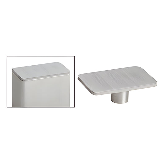 P9CAPBS brushed stainless steel rectangular post top cap (316 SS) for P6/P7 posts, threads into existing hole.