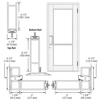 CRL-U.S. Aluminum 850 Durafront Entrance Door White KYNAR Closer-Ready