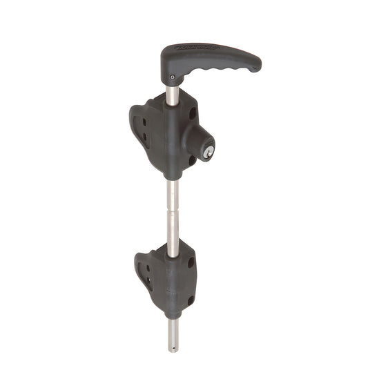 LB118BXBL black key-lockable cane bolt, polymer housing with 18" marine stainless rod for double/pedestrian gates