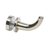 Polished nickel brass robe hook for glass or wall mount (through-glass/UV adhesive) - DRH1PN