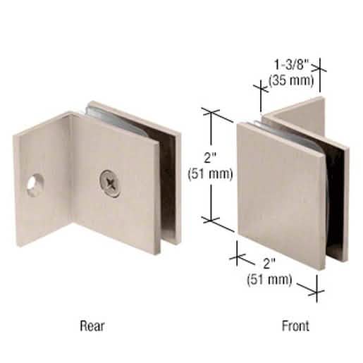 CRL Brushed Nickel Fixed Panel Square Clamp with Small Leg for sleek, secure glass fitting