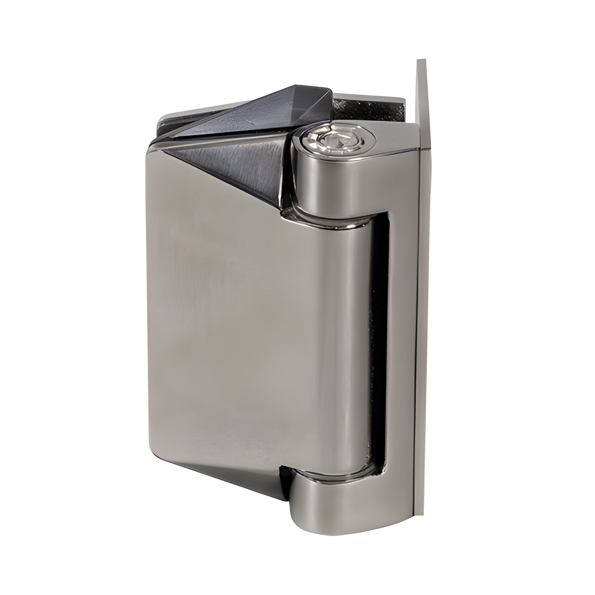 Polaris 125 soft close frameless glass hinge, brushed 2205 stainless steel - SKU P0L037125BS