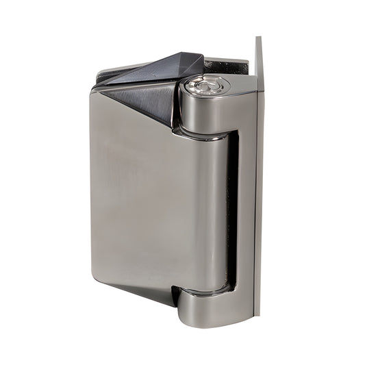 Polaris 125 soft close frameless glass hinge, brushed 2205 stainless steel - SKU P0L037125BS