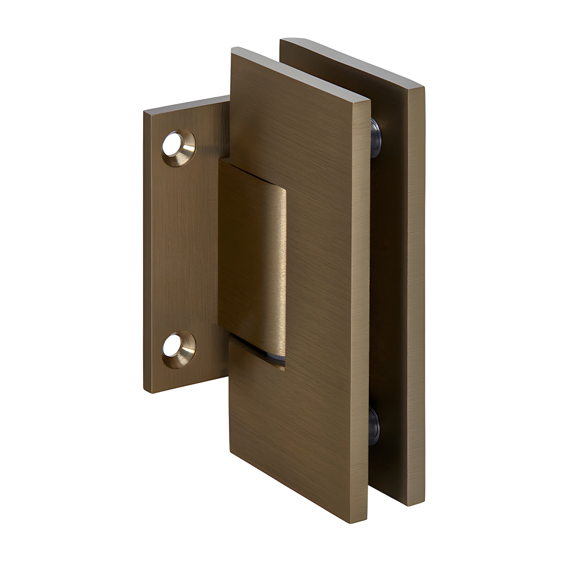 CRL Vienna solid brass shower door hinge, brushed bronze finish, short back plate, for 3/8-1/2" tempered glass (SKU V1E074BBR