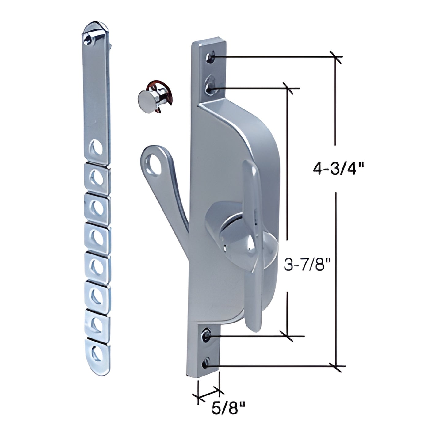 CRL H3546 aluminum universal louver window operator, T-crank handle, adjustable roller and link arm, with measurements