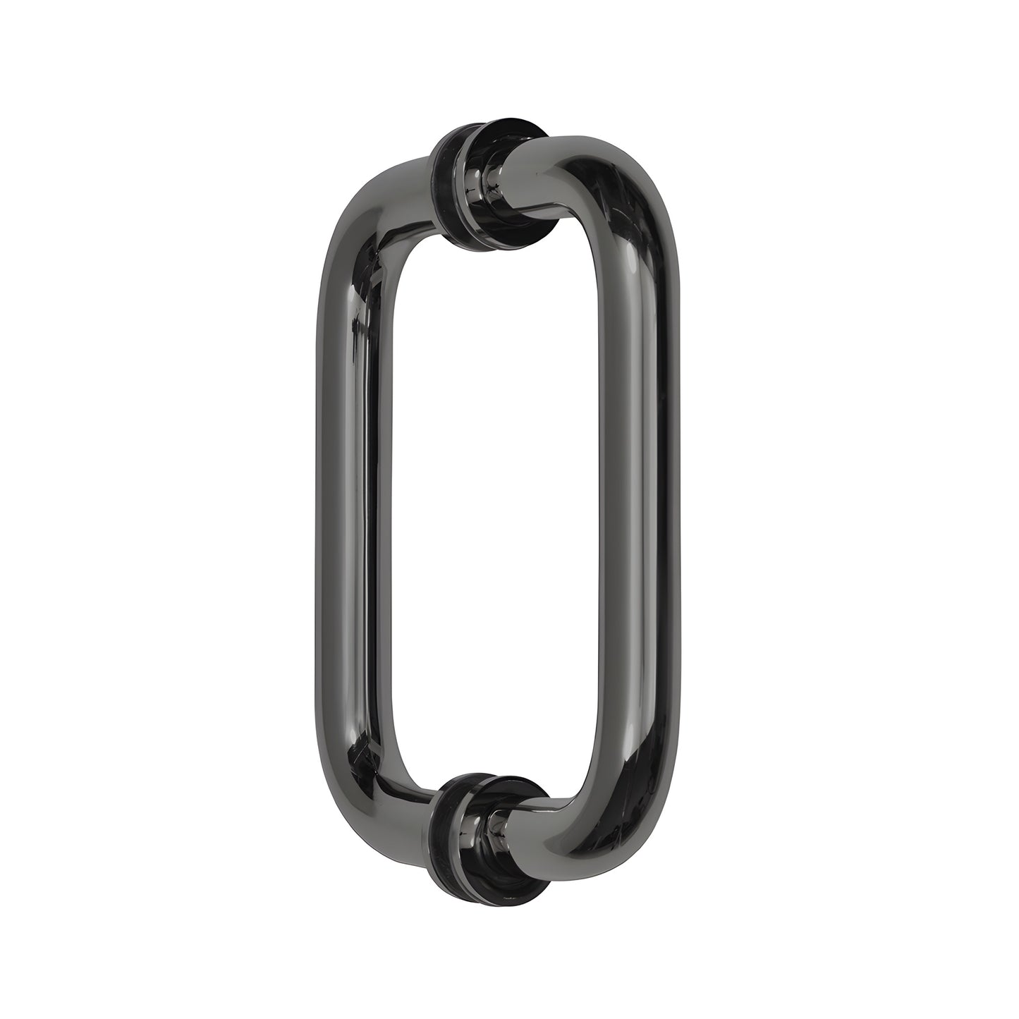 Gun metal tubular brass back-to-back shower pull handle, 3/4" tube, 6" center, fits 1/4-1/2" glass (SKU SDPR6GM)