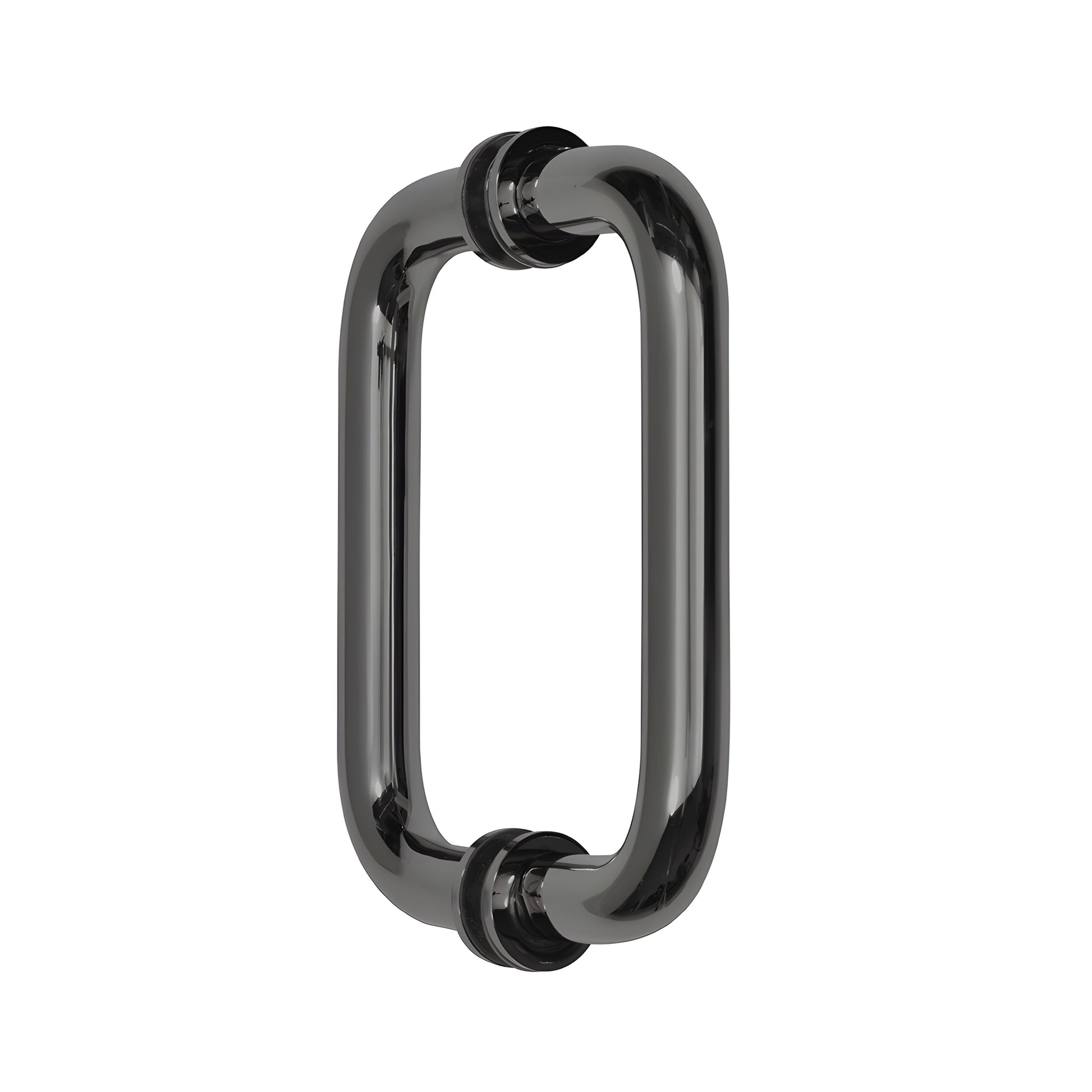 Gun metal tubular brass back-to-back shower pull handle, 3/4" tube, 6" center, fits 1/4-1/2" glass (SKU SDPR6GM)