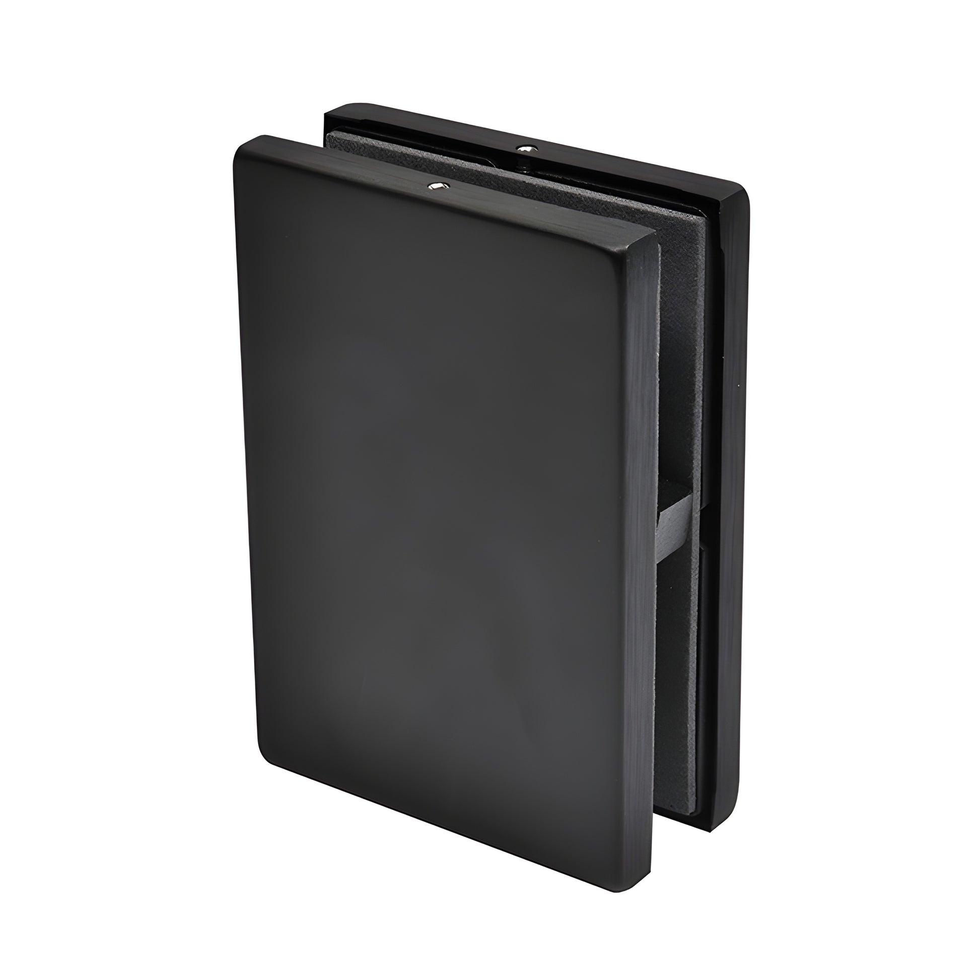 EUR682MBL matte black glass-mounted European patch keeper, fits 3/8-1/2" glass, 4-5/16" high