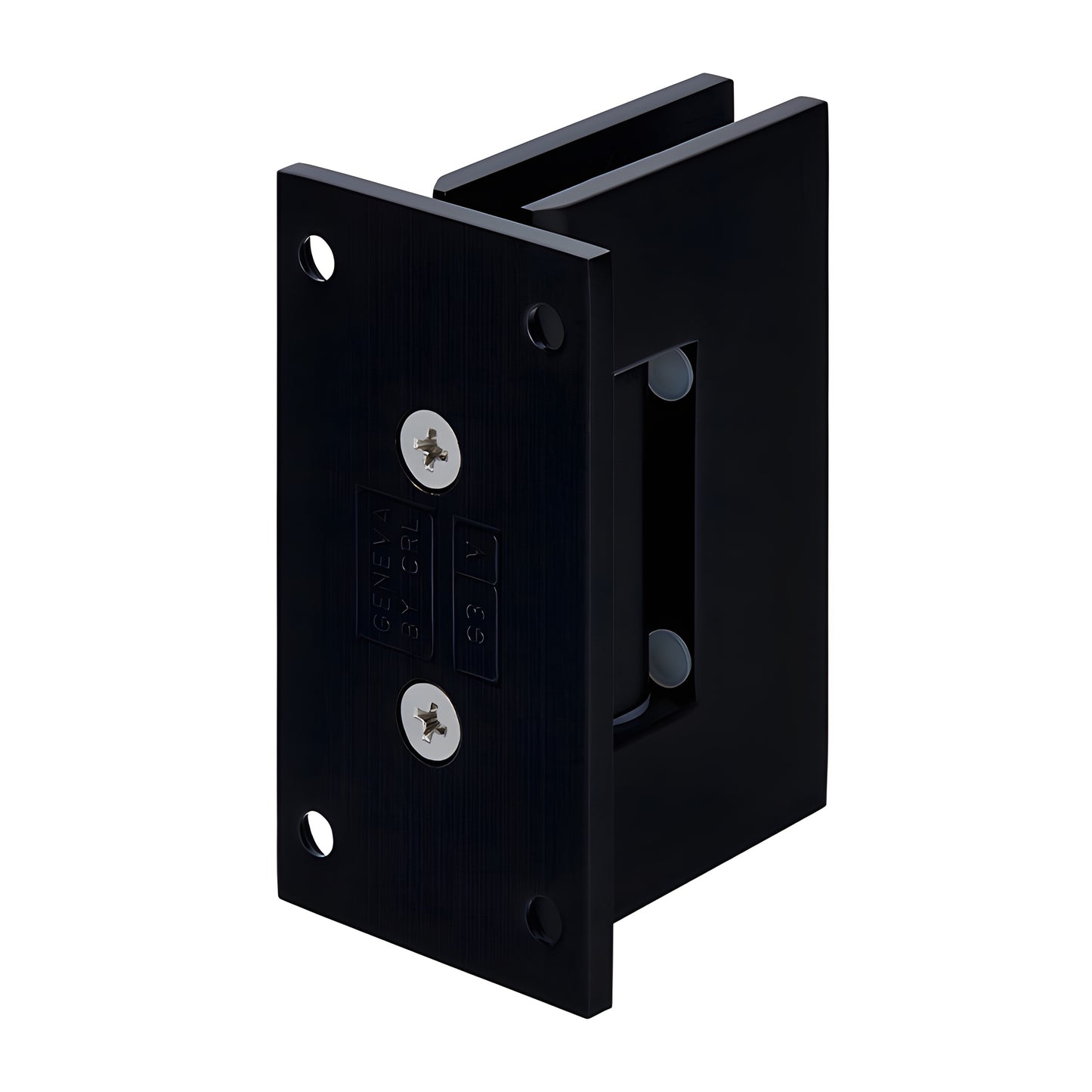 GEN537MBL matte black Geneva brass shower hinge for 8-12mm tempered glass, self-centering, 5 pre-set.