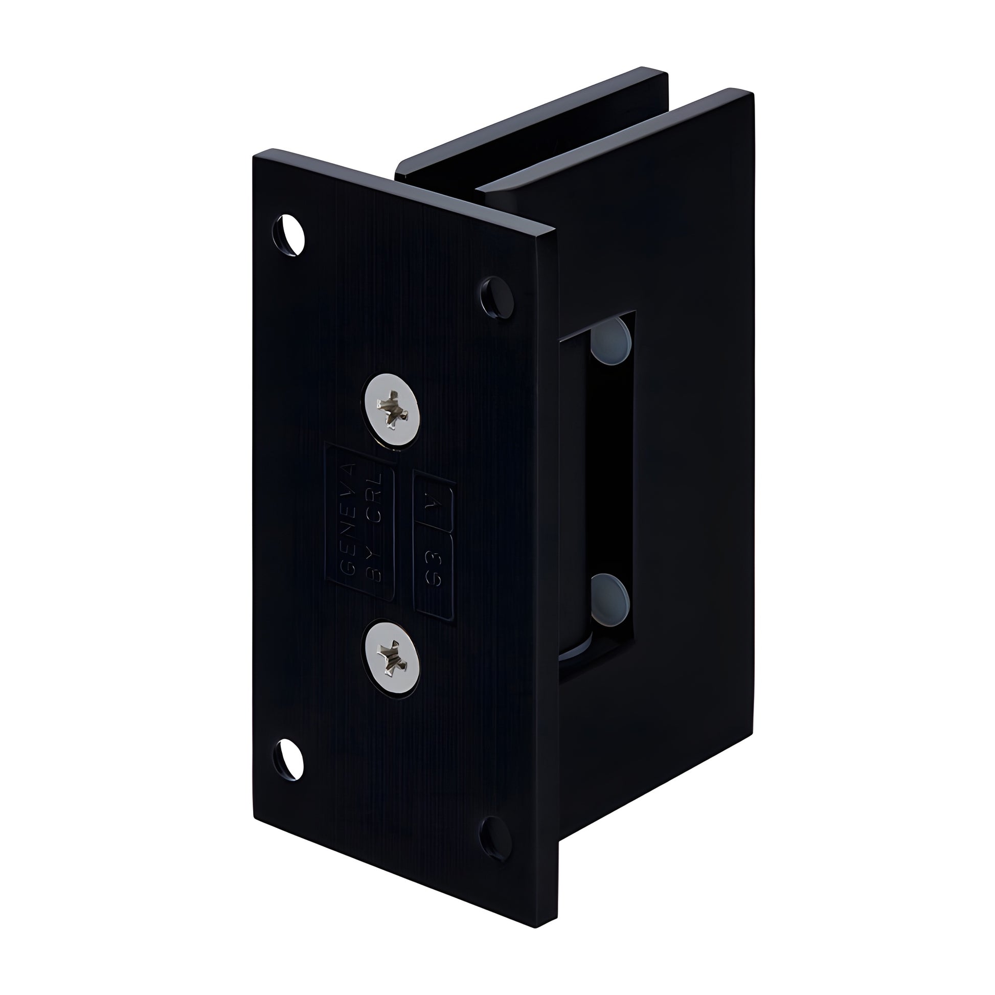 GEN537MBL matte black Geneva brass shower hinge for 8-12mm tempered glass, self-centering, 5 pre-set.