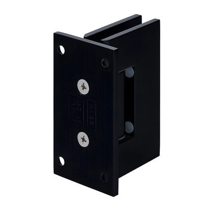 GEN537MBL matte black Geneva brass shower hinge for 8-12mm tempered glass, self-centering, 5 pre-set.