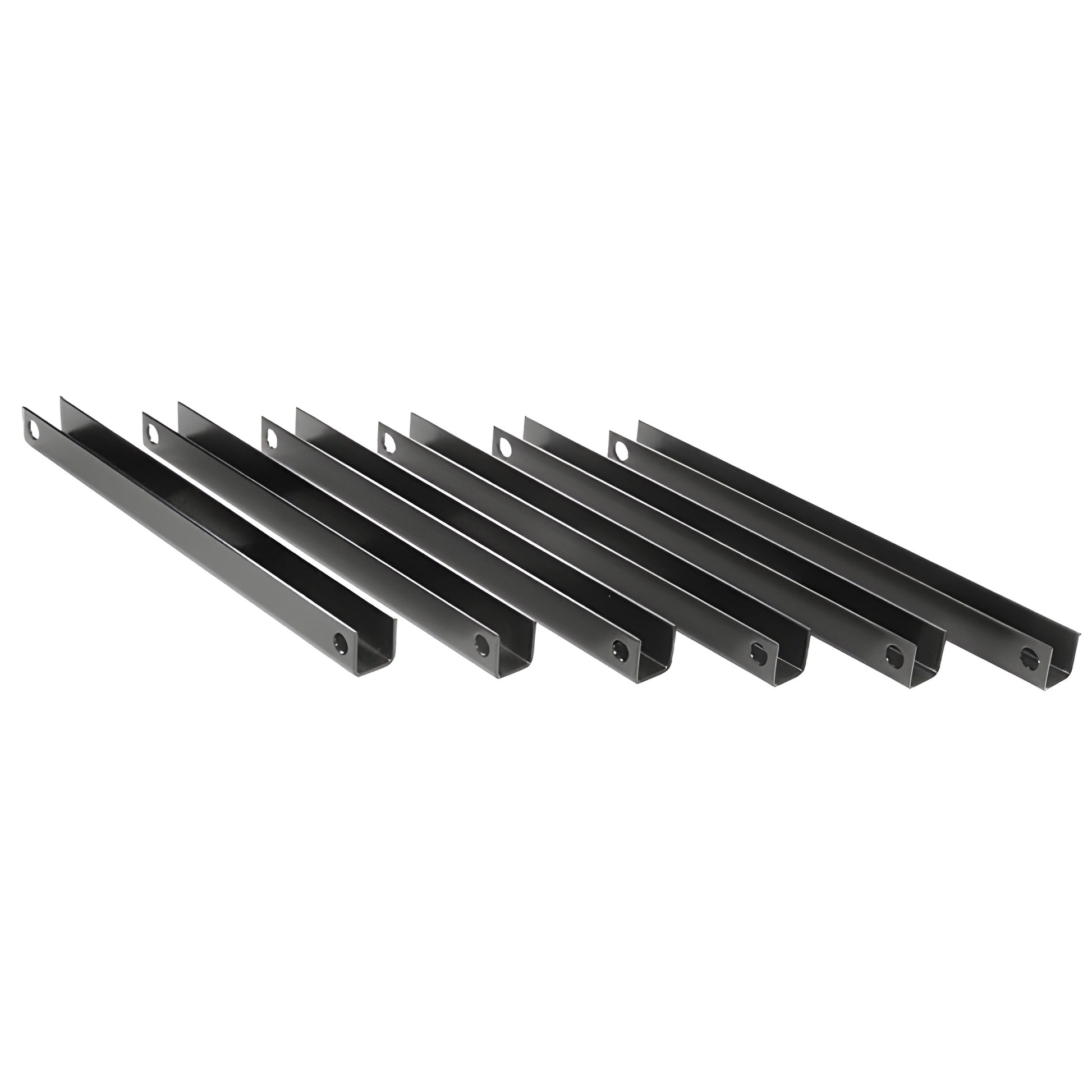 Matte black zinc-plated steel stanchions, 6-pack, 5 in base plate, for AWS windscreen posts. SKU PST1