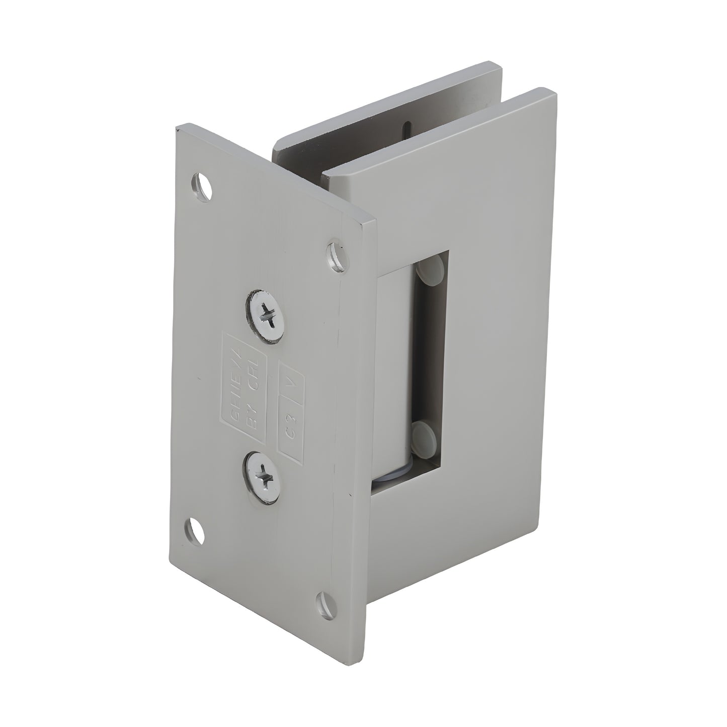 Satin nickel Geneva self-centering shower door hinge, full back plate for 8-12mm glass (GEN037SN)