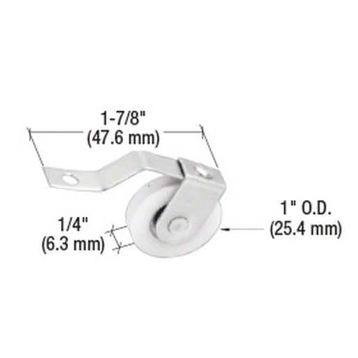 CRL 1" Nylon Ball Bearing Roller for Sliding Screen Door, Spring Tension, Metal Industry