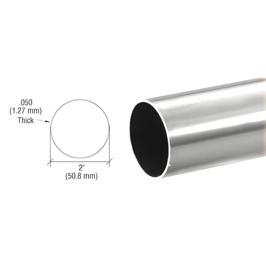 HR20BS 2 in diameter brushed 304 stainless handrail tubing, 0.050 in wall, hollow end view