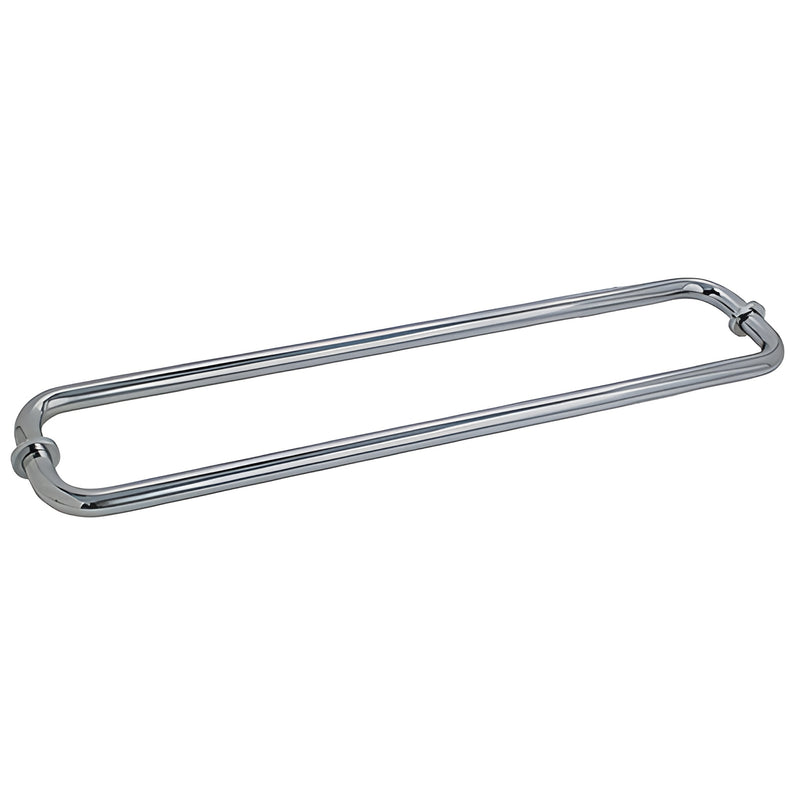 BM24X24BN brushed nickel back-to-back 24 in towel bar for glass doors, tubular brass with decorative washers