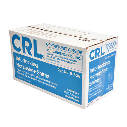 Blue CRL interlocking horseshoe shim, 4 in 3 in, 1/16 in thick, bolt slot - SKU 1HS06