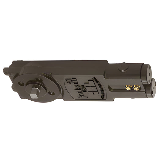 CRL Jackson heavy-duty overhead concealed door closer body, dark gray metal with round pivot end - SKU 20101M12