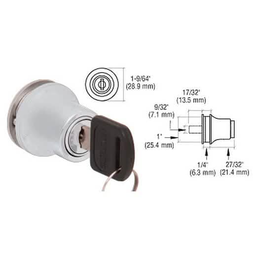 CRL Satin Chrome Lock for Cabinet Glass Door - Secure, Stylish, Durable Locking Solution