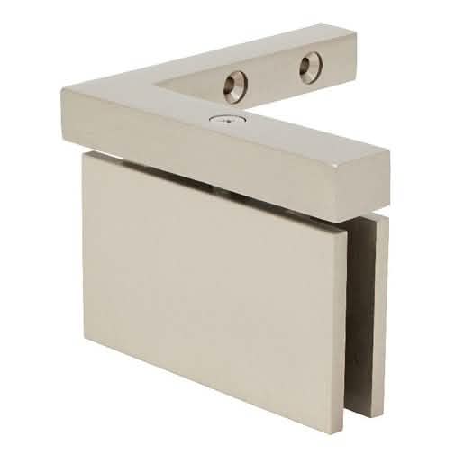 Close-up of CRL Brushed Nickel Cardiff Senior Wall Mount Offset Back Plate Hinge.