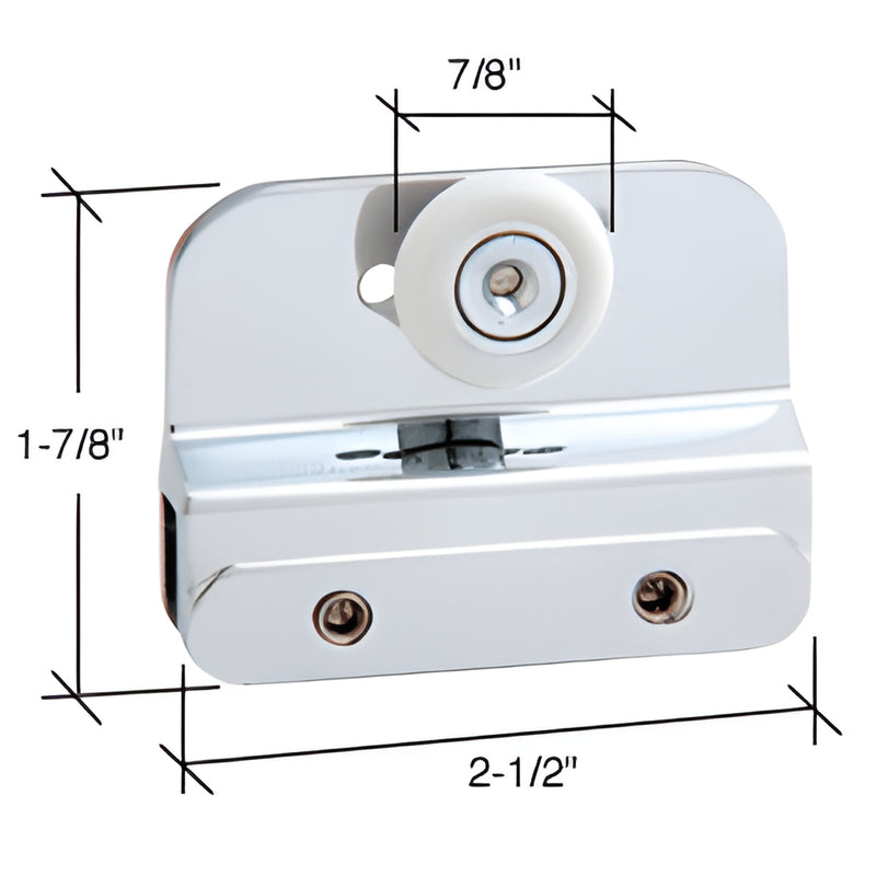 EK671BA brite-anodized brass interior top hanger bracket for 1/4" (6mm) frameless shower door, 2-1/2" 1-7/8".
