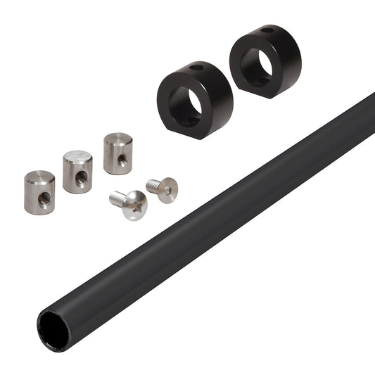 CREH2MBL 78-inch matte black 304 stainless steel Crescent shower header bar with mounting collars and screws