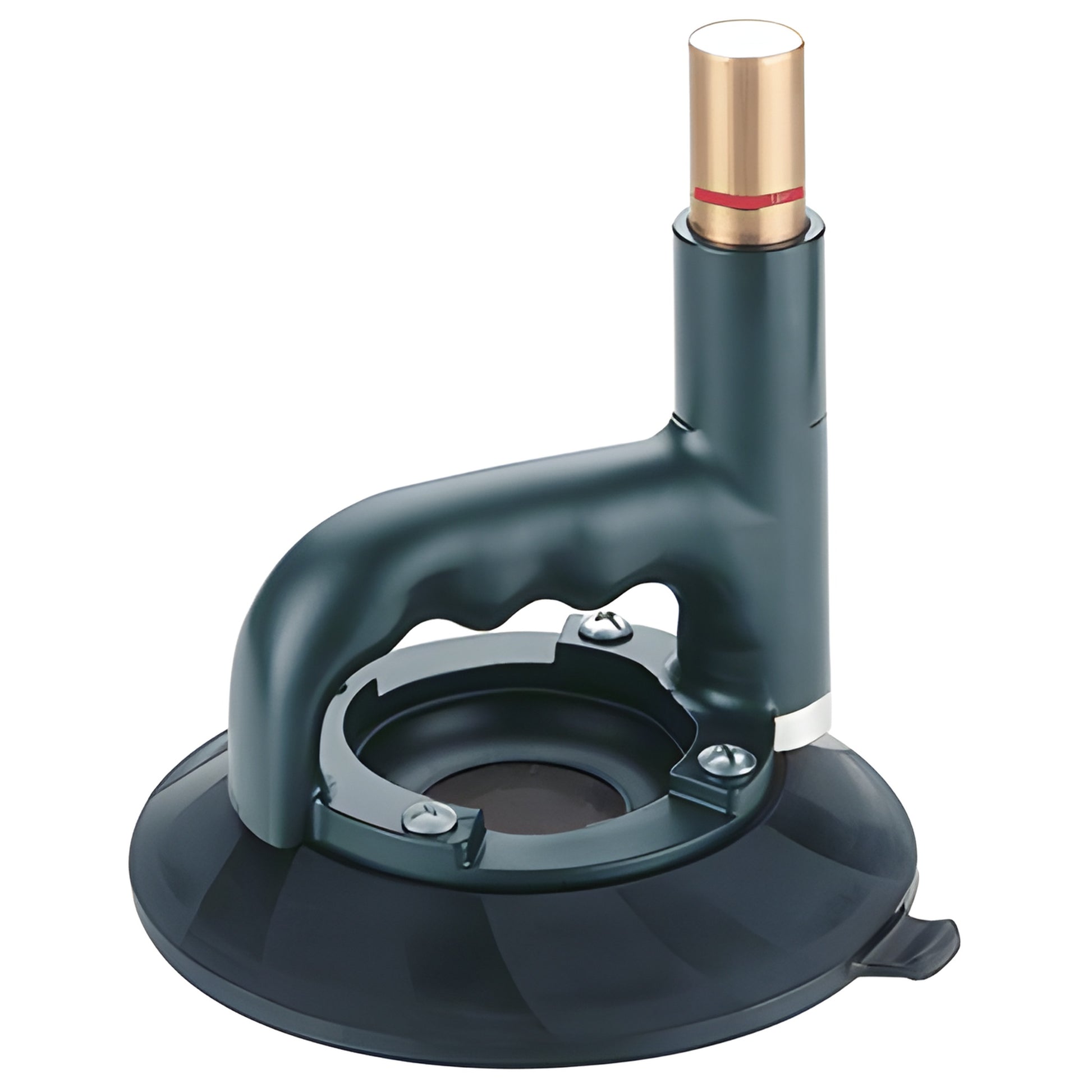 CRL 7 in. curved glass vacuum cup (SKU WH9601HP7B) with green metal handle, brass plunger and red-line vacuum indicator