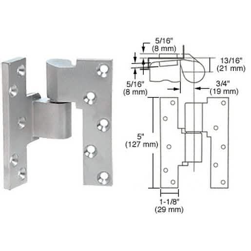 Rixson Satin Chrome Left Hand 3/4" Offset Intermediate Pivot for durable door support