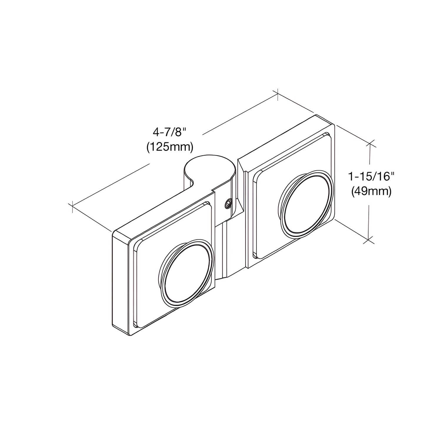Lugano LUG180RCH polished chrome concealed glass-to-glass shower hinge for 8-10mm tempered glass