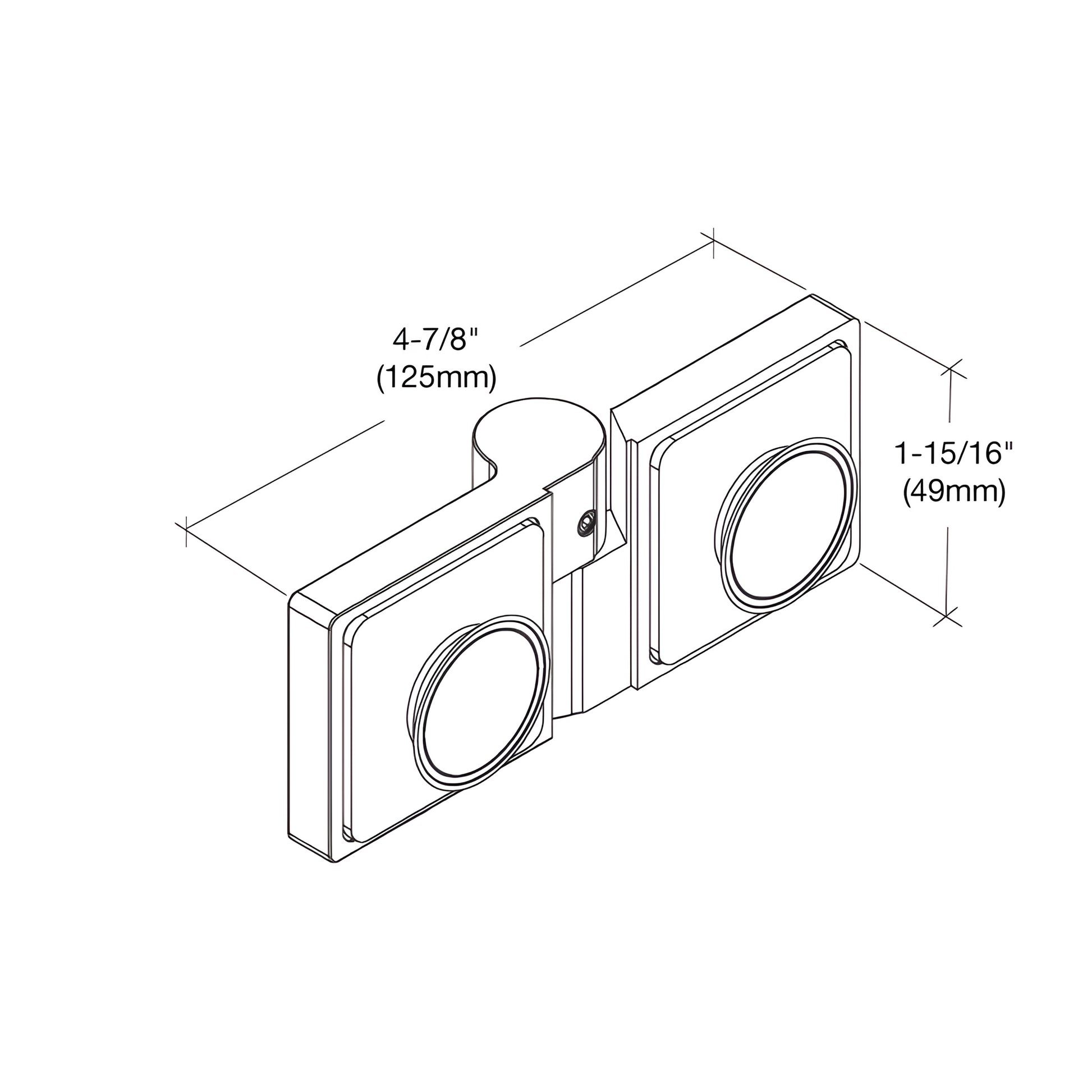 Lugano LUG180RSB satin brass concealed glass door hinge, square profile for 8-10mm tempered glass, left-hand