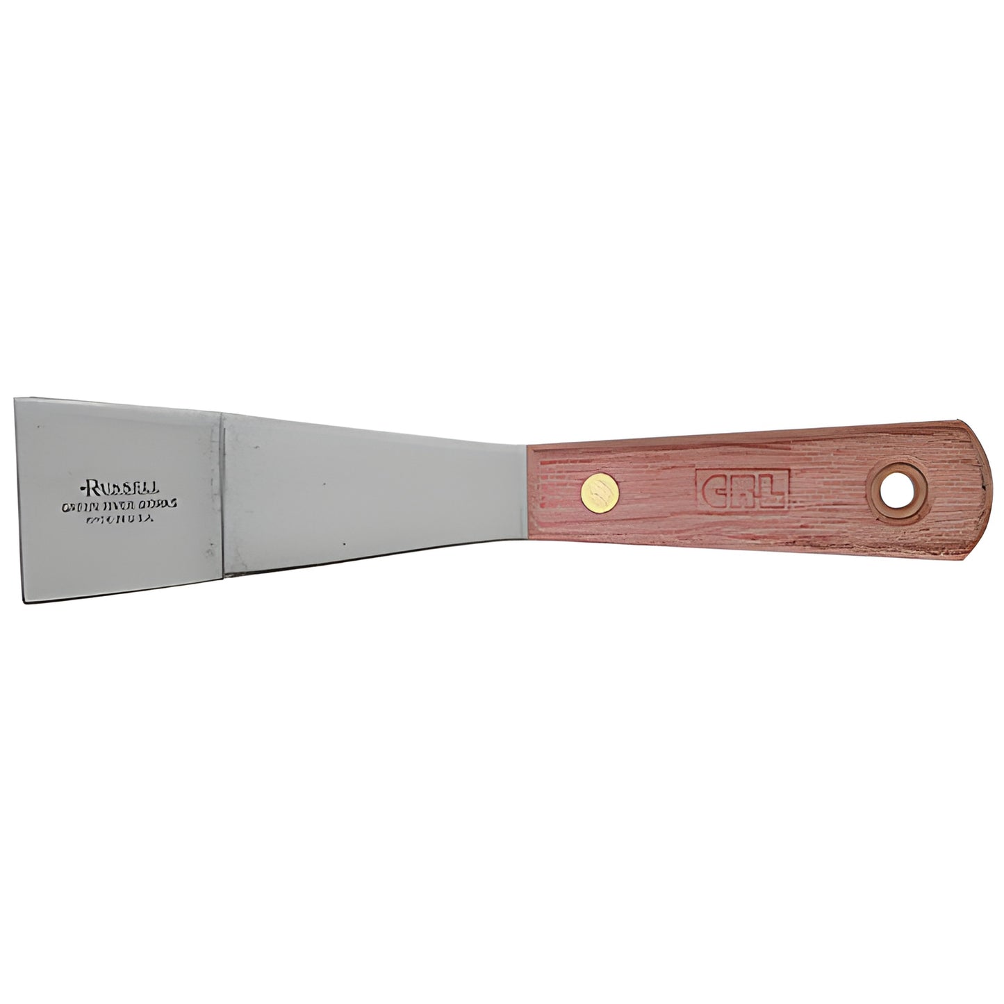 CRL Russell bent glazing knife SKU 416B - 1-5/8" steel blade with 35 bend and rosewood handle.