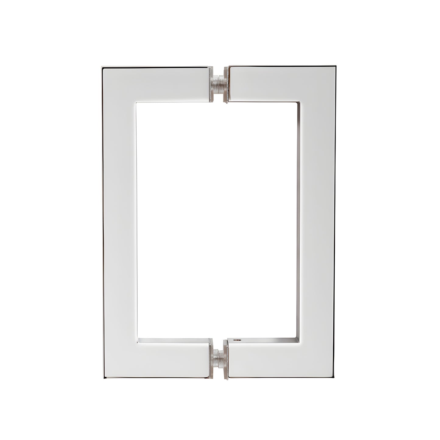Polished chrome square corner shower/wardrobe pull handle, 6 in center spacing, brass tubular 3/4 in square profile (SKU: SQ6
