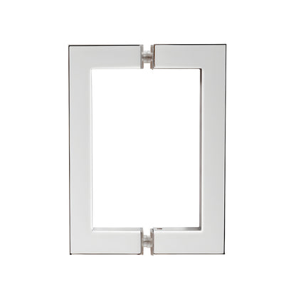 Polished chrome square corner shower/wardrobe pull handle, 6 in center spacing, brass tubular 3/4 in square profile (SKU: SQ6