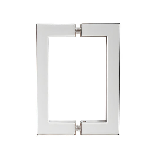 Polished chrome square corner shower/wardrobe pull handle, 6 in center spacing, brass tubular 3/4 in square profile (SKU: SQ6