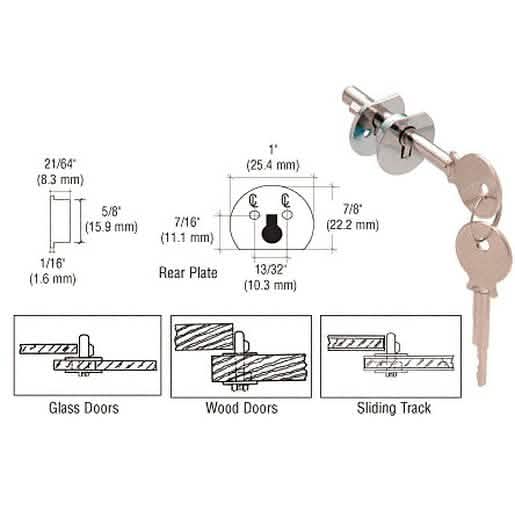 CRL Chrome Universal Plunger Lock - Secure, Durable, Randomly Keyed Design